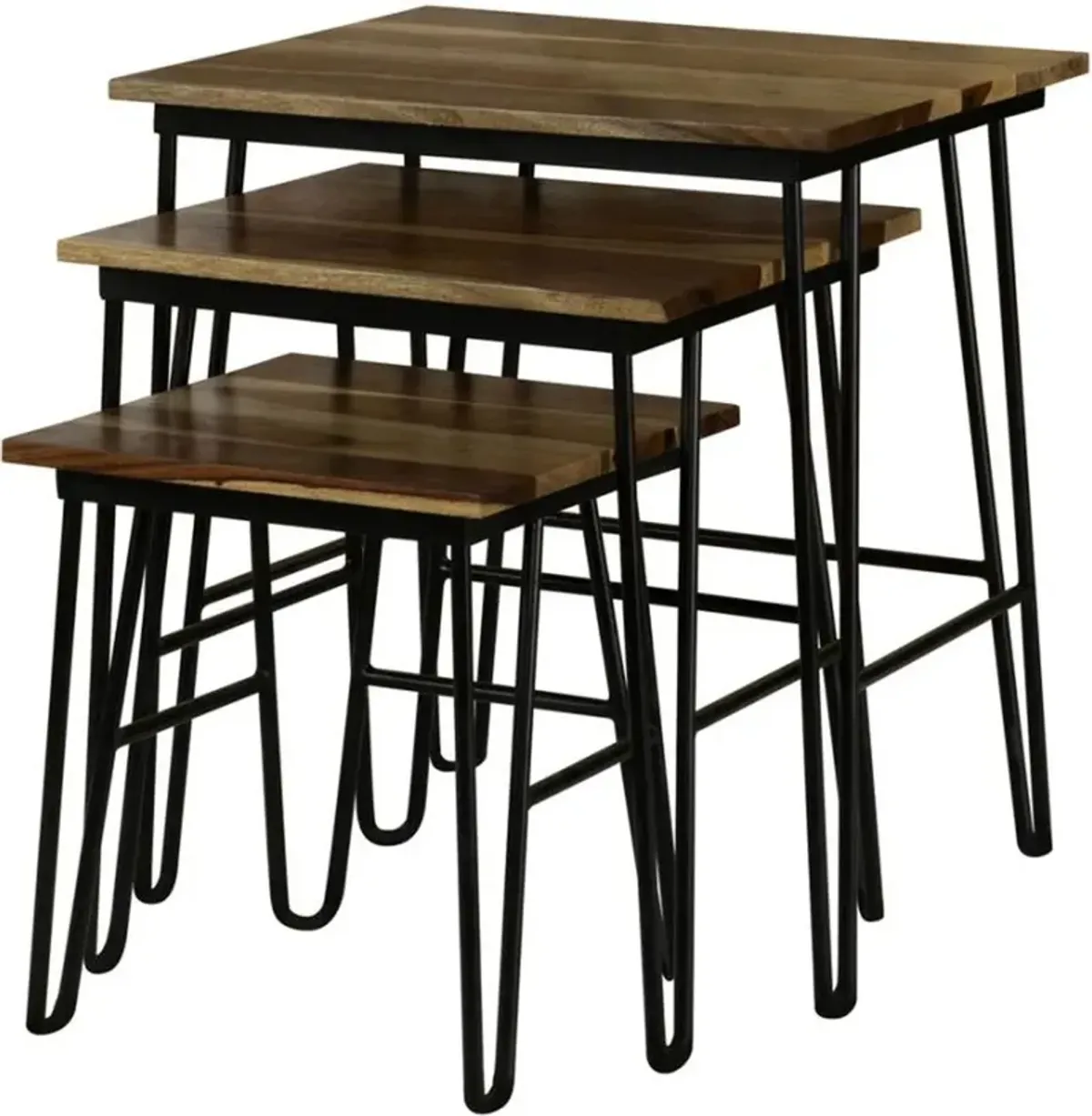 Coaster® Nayeli 3-Piece Natural Nesting Tables with Black Hairpin Leg