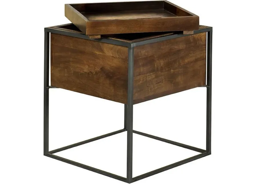 Coaster® Ondrej Dark Brown  Accent Table with Gunmetal Base