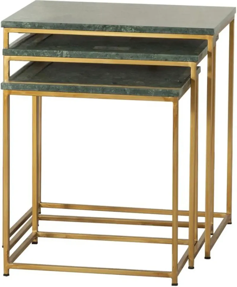 Coaster® Caine 3-Piece Green Top Nesting Table with Antique Gold Base