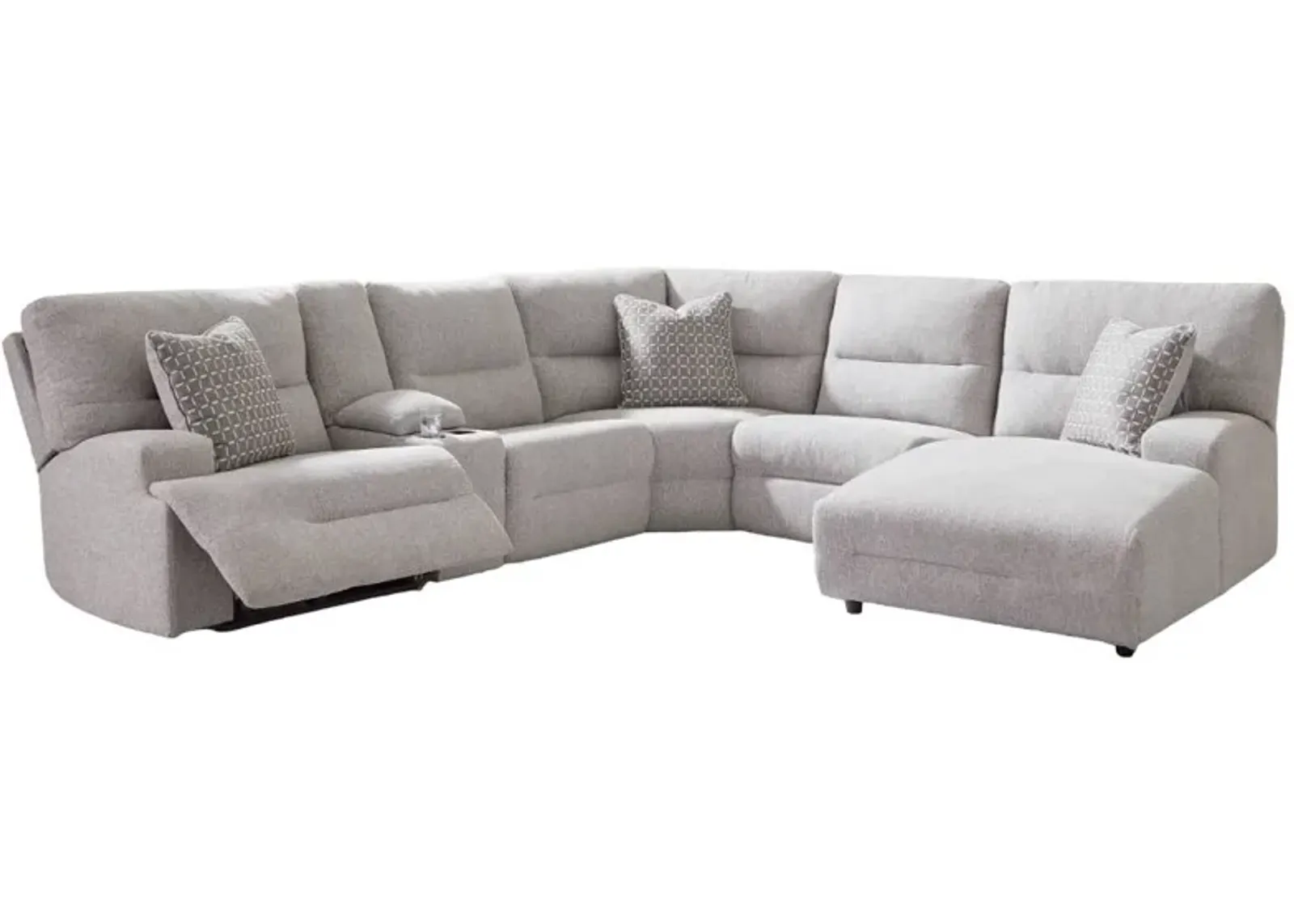 Signature Design by Ashley® Acklen Place 6-Piece Pewter Right-Arm Facing Chaise Power Reclining Sectional