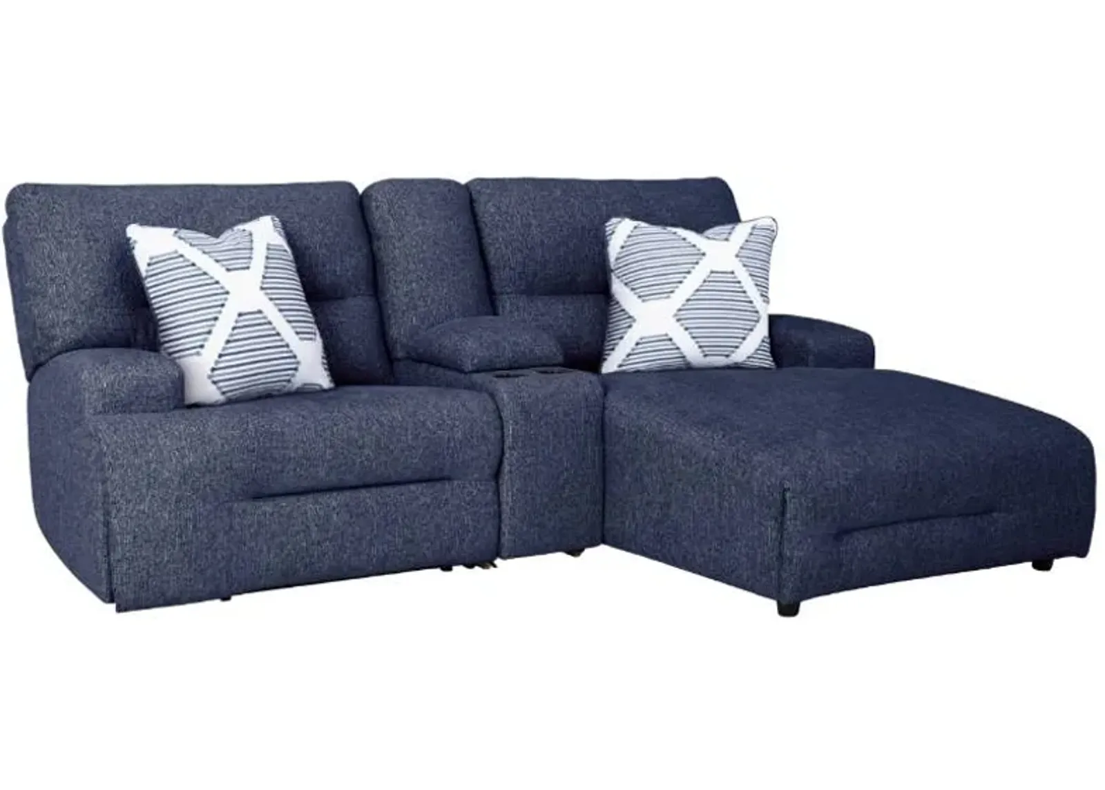 Signature Design by Ashley® Acklen Place 3-Piece Navy Right-Arm Facing Chaise Power Reclining Sectional Sofa