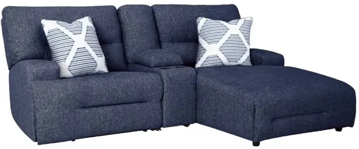 Signature Design by Ashley® Acklen Place 3-Piece Navy Right-Arm Facing Chaise Power Reclining Sectional Sofa