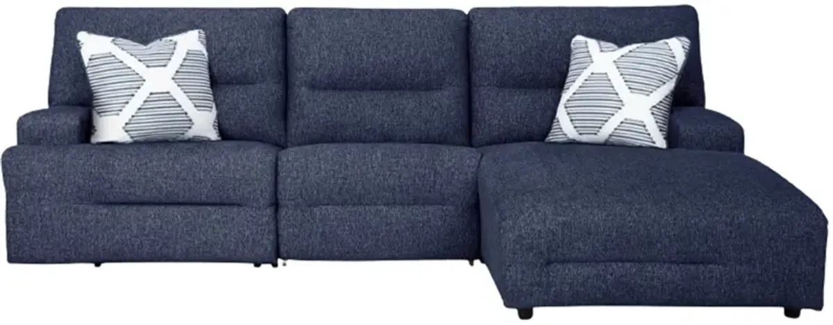 Signature Design by Ashley® Acklen Place 3-Piece Navy Right-Arm Facing Power Reclining Sectional and Chaise