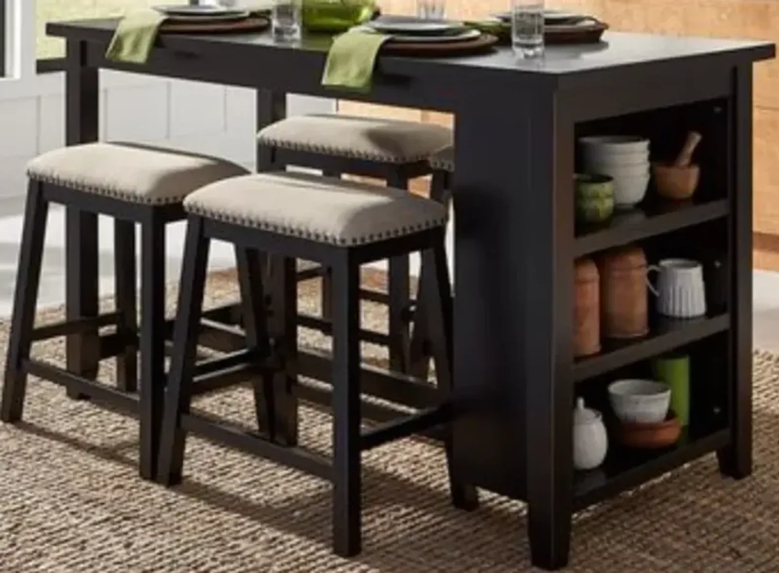 Liberty Furniture Brook Creek 5-Piece Black Counter Table Set