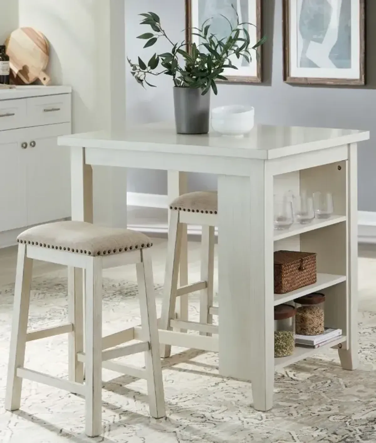 Liberty Furniture Brook Creek 3-Piece White Counter Set