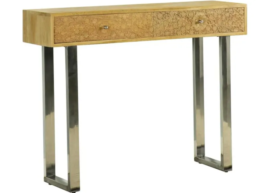 Coaster® Draco Natural Console Table with Silver Metal Base