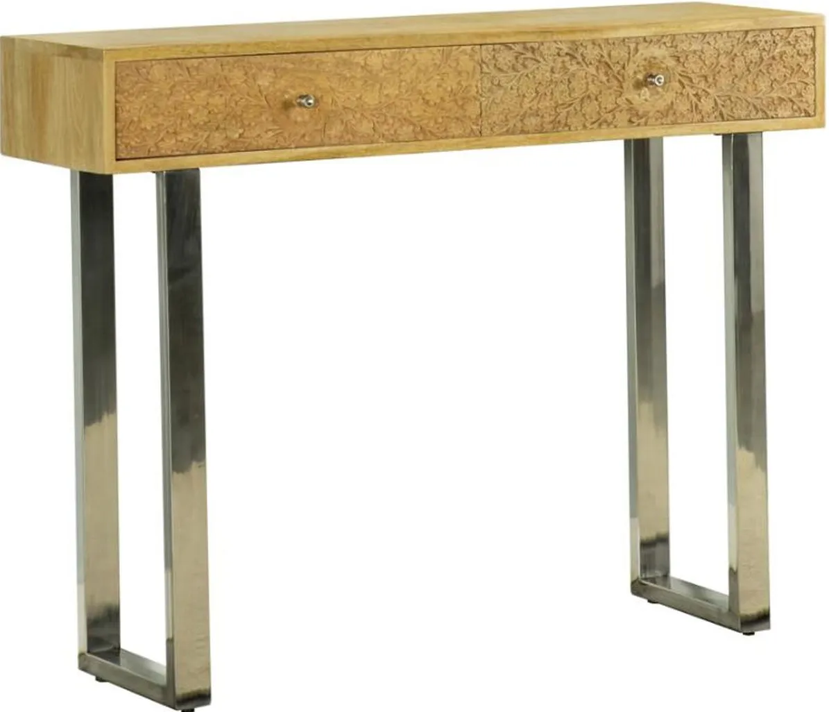 Coaster® Draco Natural Console Table with Silver Metal Base