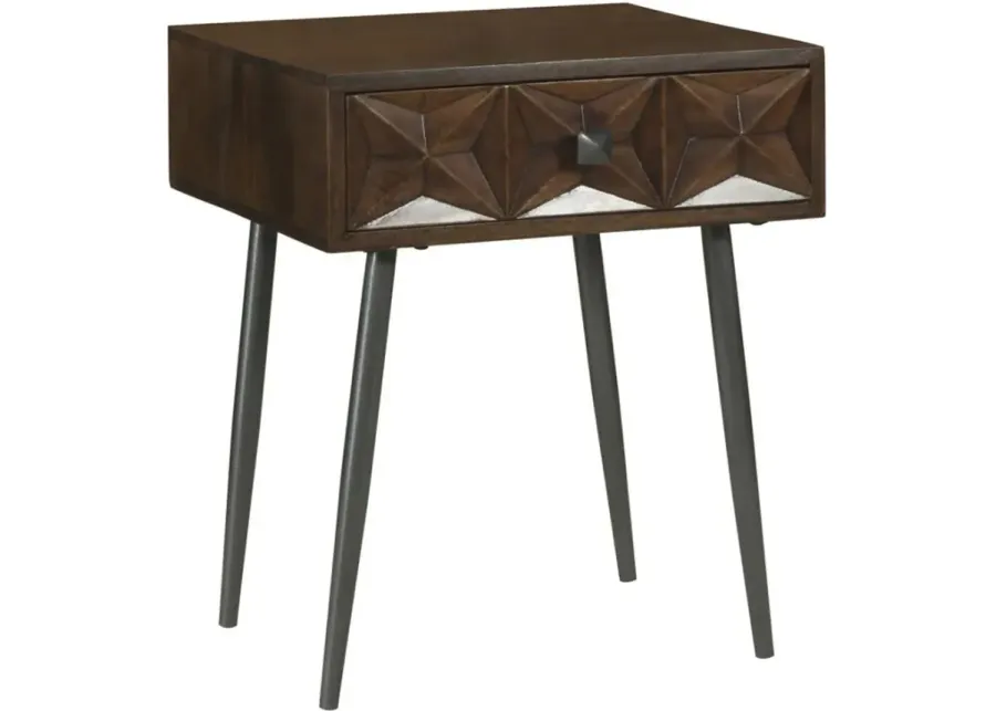 Coaster® Ezra Dark Coffee Brown Accent Table with Gunmetal Tapered LegsTable