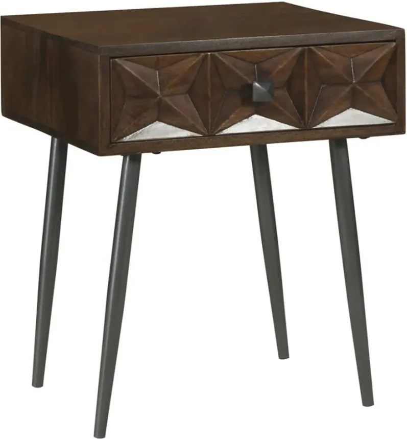 Coaster® Ezra Dark Coffee Brown Accent Table with Gunmetal Tapered LegsTable