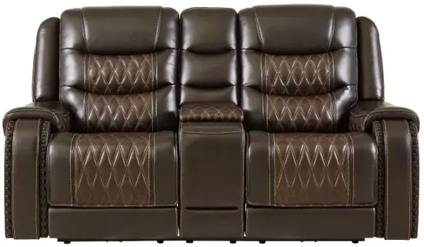 Drew & Jonathan Home Leather Power Reclining Console Loveseat with Power Headrest