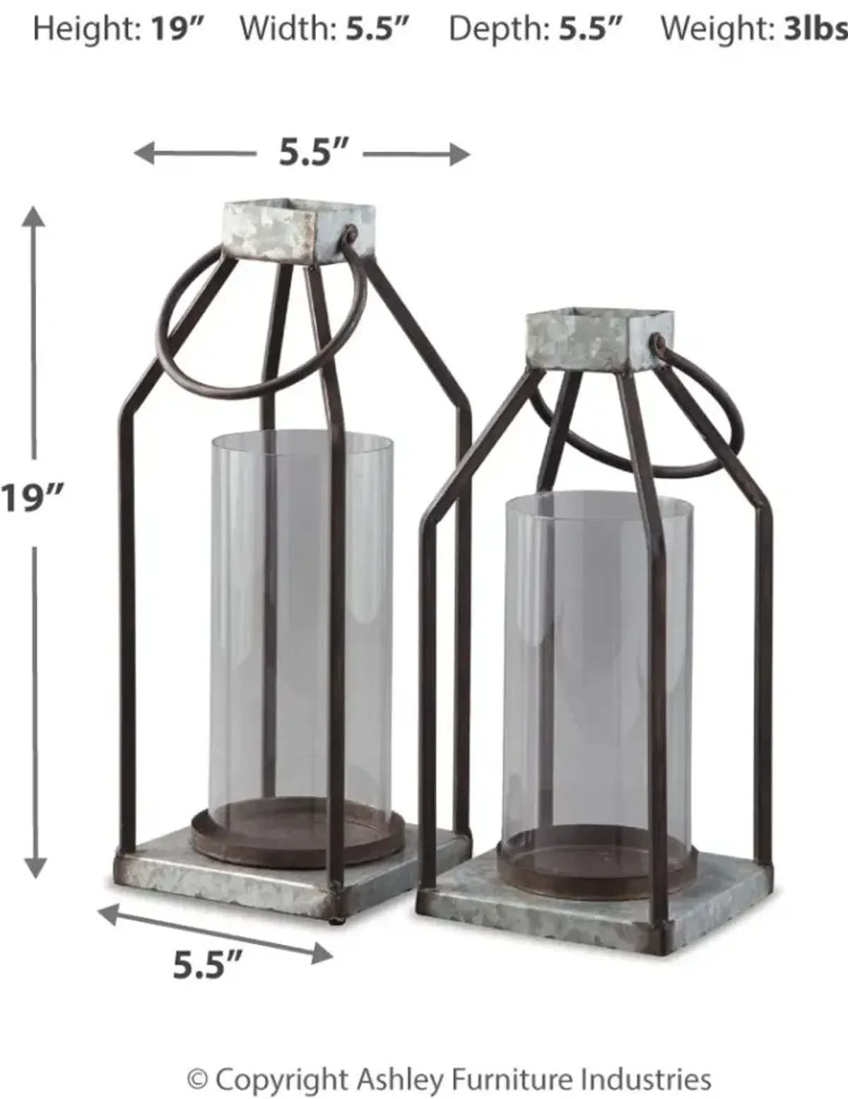 Signature Design by Ashley® Diedrick Gray/Black Lantern Set