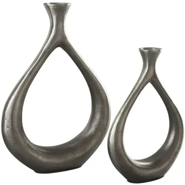 Signature Design by Ashley® Dimaia 2-Piece Antique Silver Vase Set