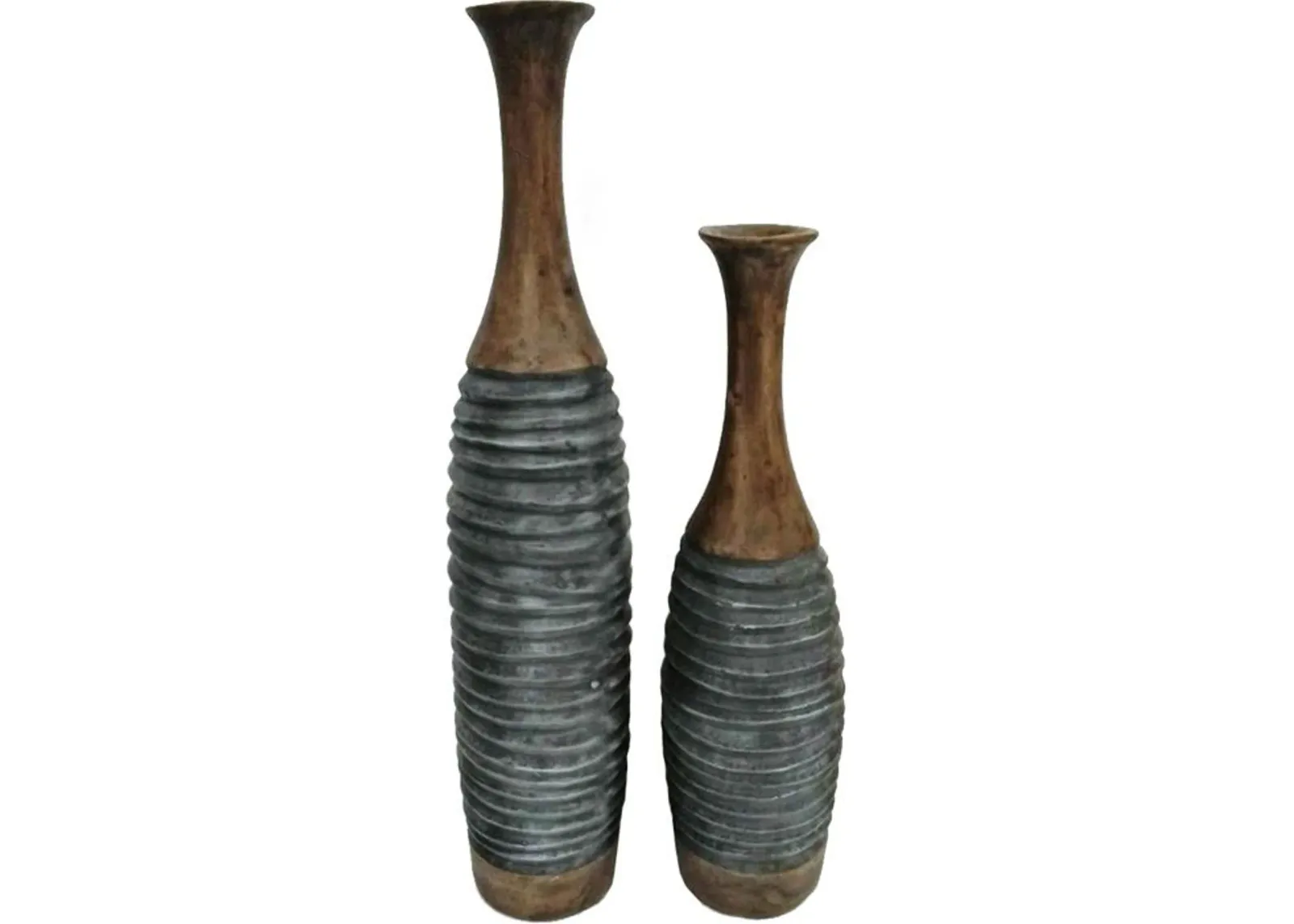 Signature Design by Ashley® Blayze 2-Piece Antique Gray/Brown Vase Set