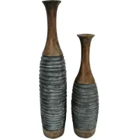 Signature Design by Ashley® Blayze 2-Piece Antique Gray/Brown Vase Set