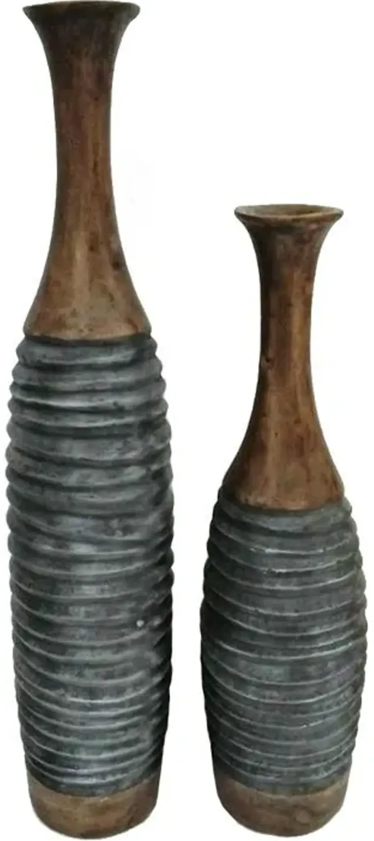 Signature Design by Ashley® Blayze 2-Piece Antique Gray/Brown Vase Set