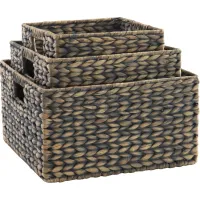 Signature Design by Ashley® Elian 3-Piece Antique Gray Basket Set