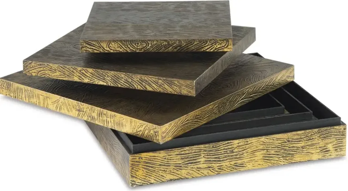 Signature Design by Ashley® Keldy 3-Piece Antique Brass Box Set