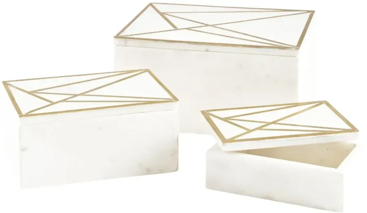 Signature Design by Ashley® Ackley 3-Piece White/Brass Box Set