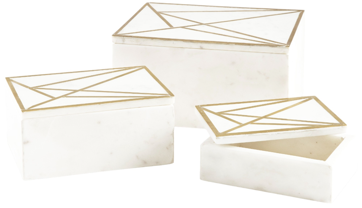 Signature Design by Ashley® Ackley 3-Piece White/Brass Box Set