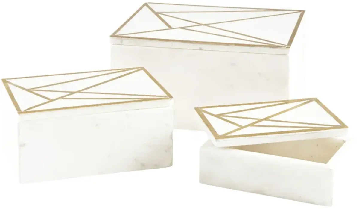 Signature Design by Ashley® Ackley 3-Piece White/Brass Box Set