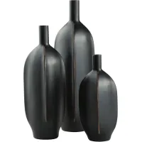 Signature Design by Ashley® Rhaveney 3-Piece Black 12.6" Vases