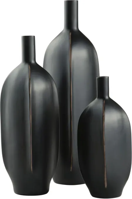 Signature Design by Ashley® Rhaveney 3-Piece Black 12.6" Vases