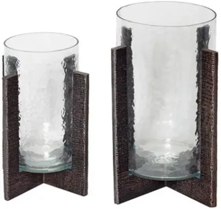 Signature Design by Ashley® Garekton 2-Piece Clear/Pewter Candle Holder