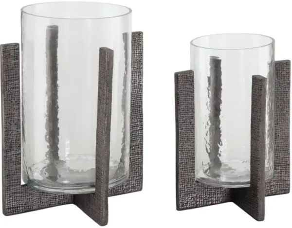 Signature Design by Ashley® Garekton 2-Piece Clear/Pewter Candle Holder