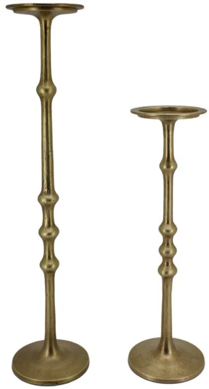 Signature Design by Ashley® Larwick 2-Piece Antique Brass Candle Holder Set