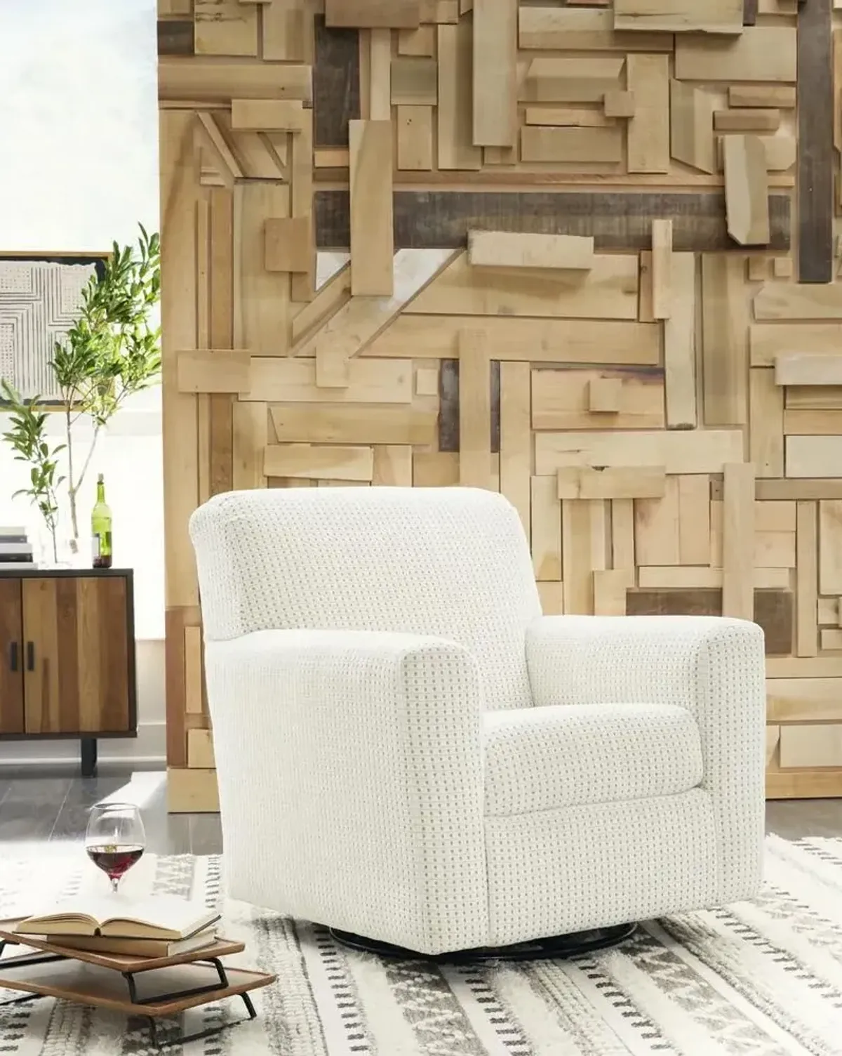 Signature Design by Ashley® Herstow Ivory Swivel Glider Accent Chair