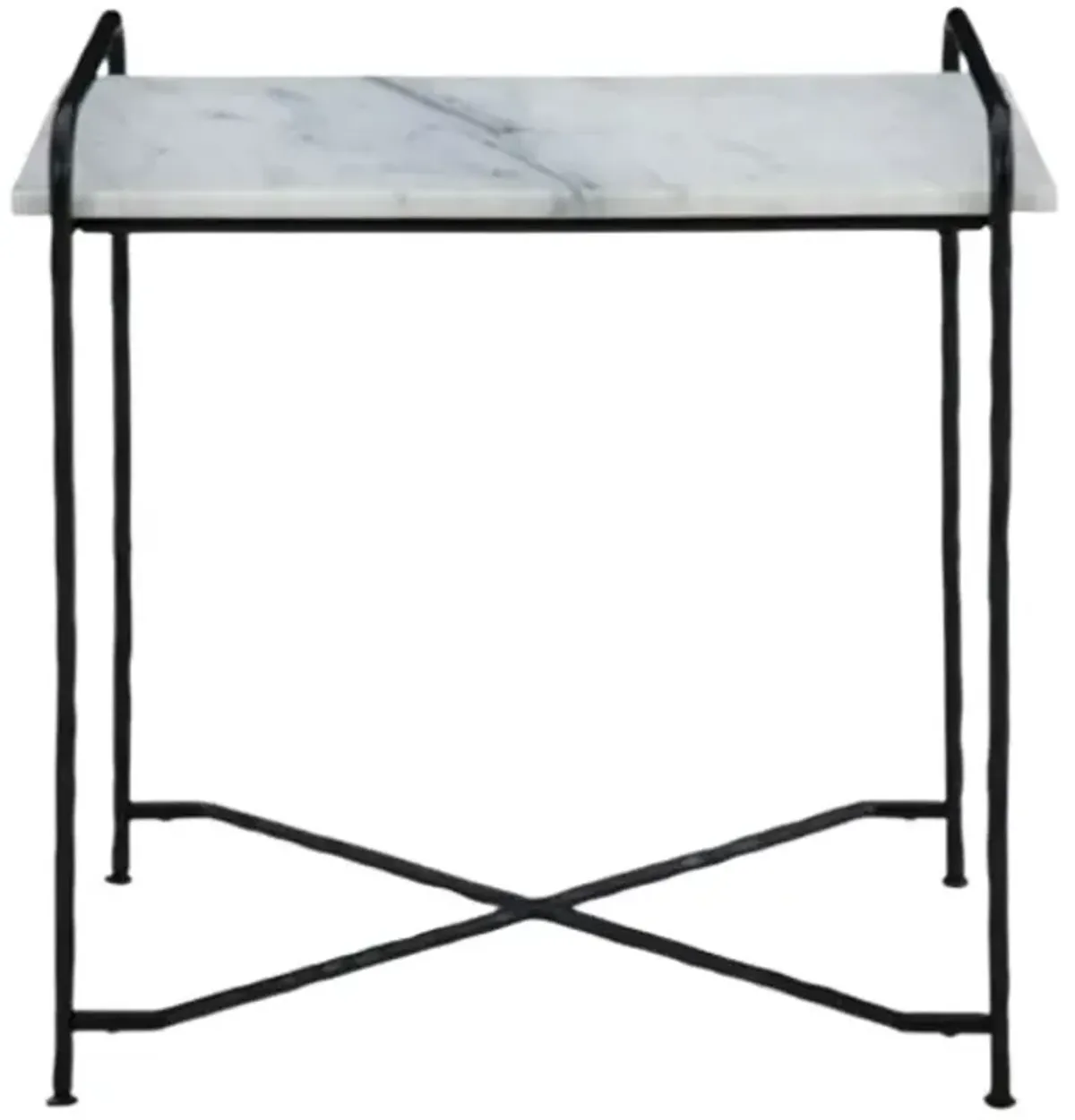 Signature Design by Ashley® Ashber White Marble Top Accent Table with Black Metal Base