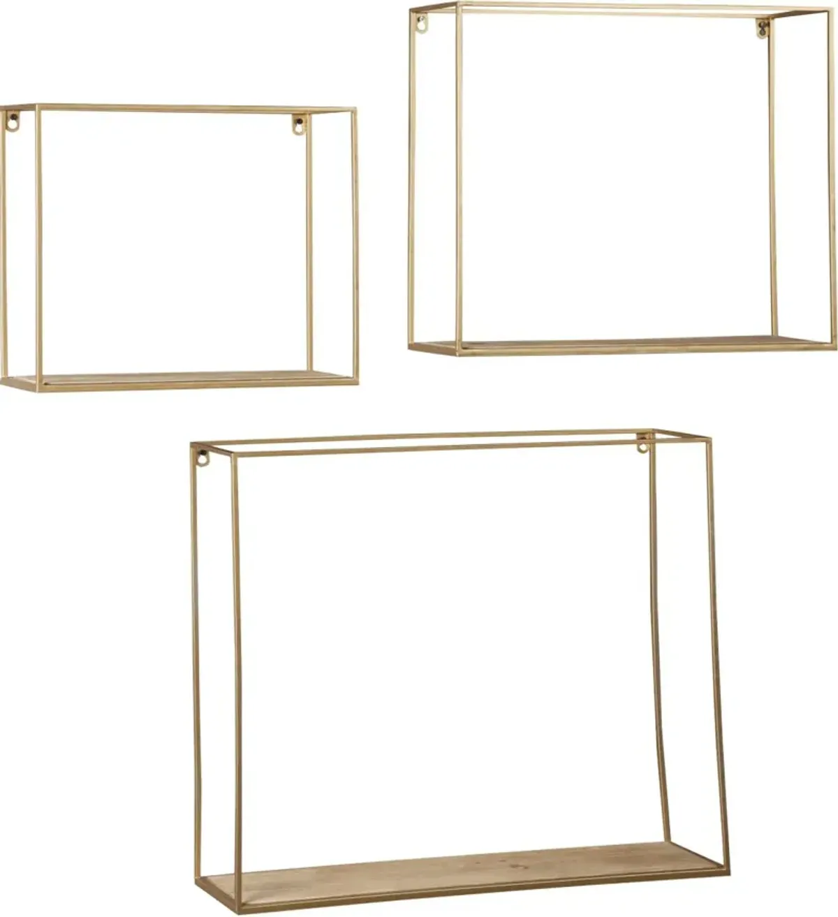Signature Design by Ashley® Efharis 3-Piece Gold/Natural Wall Shelf Set