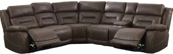 Steve Silver Co. Aria 3-Piece Saddle Brown Dual Power Curved Reclining Sectional
