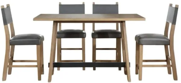 Steve Silver Co. Aubrey 5-Piece Driftwood/Gray Counter Height Table Set