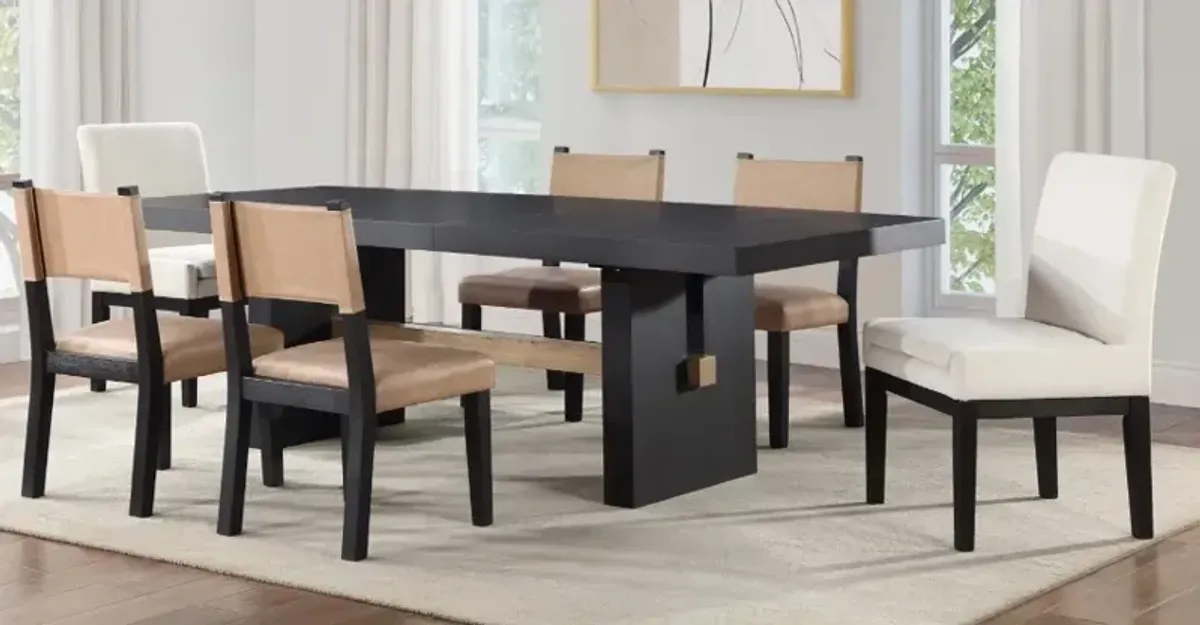 Steve Silver Co. Aubrey 7-Piece Black/Brown Upholstered Dining Set