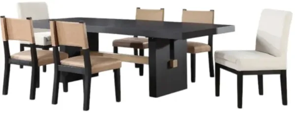 Steve Silver Co. Aubrey 7-Piece Black/Brown Upholstered Dining Set