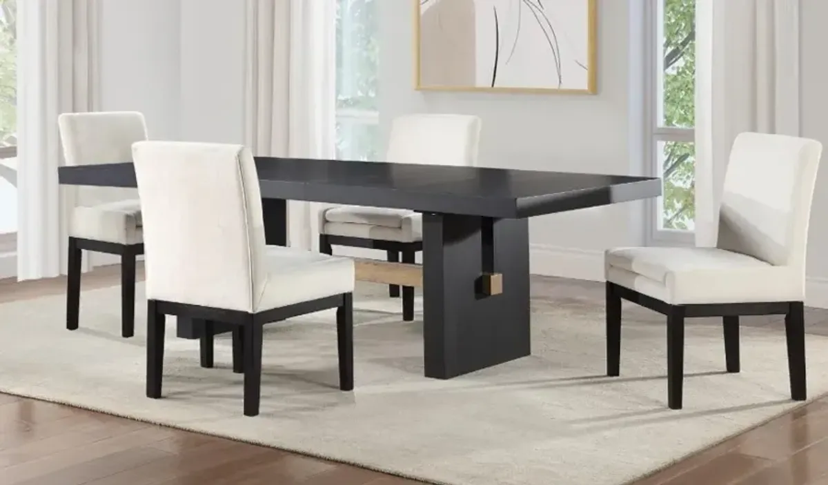 Steve Silver Co. Aubrey 5-Piece Black/White Upholstered Dining Set