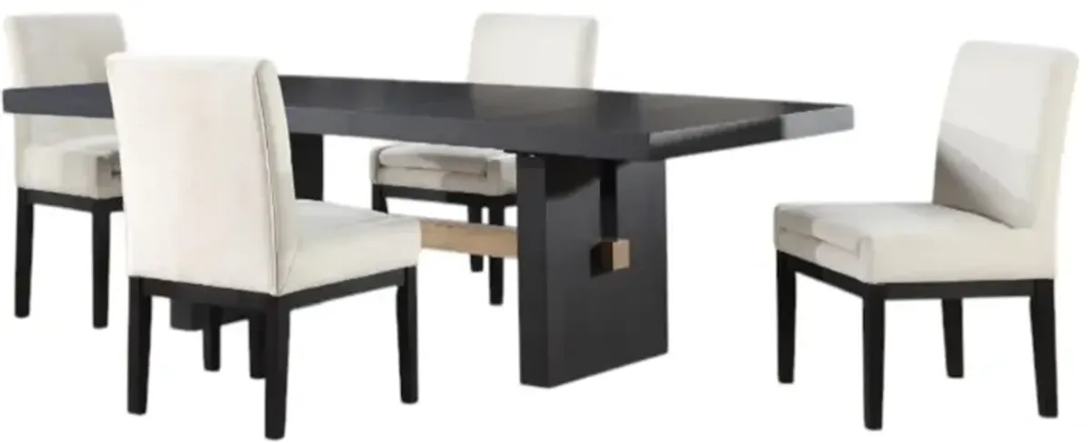 Steve Silver Co. Aubrey 5-Piece Black/White Upholstered Dining Set