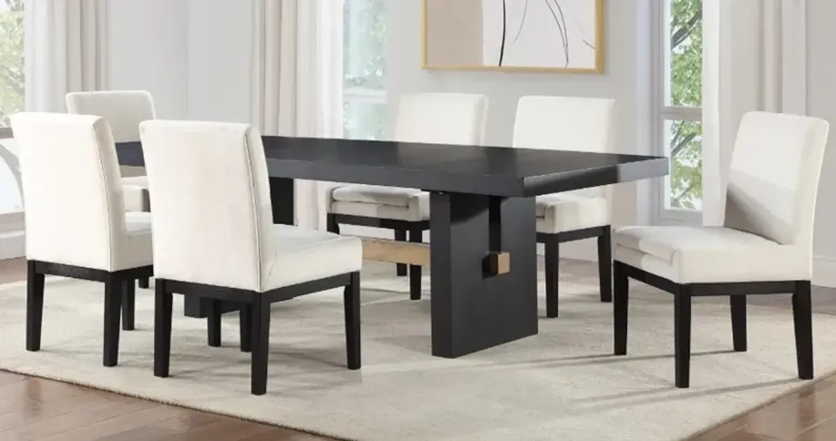 Steve Silver Co. Aubrey 7-Piece Black/White Upholstered Parsons Dining Set