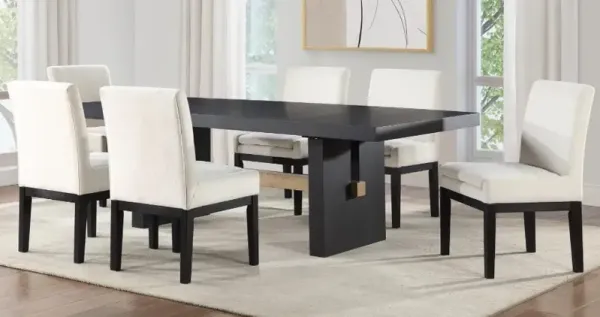 Steve Silver Co. Aubrey 7-Piece Black/White Upholstered Parsons Dining Set