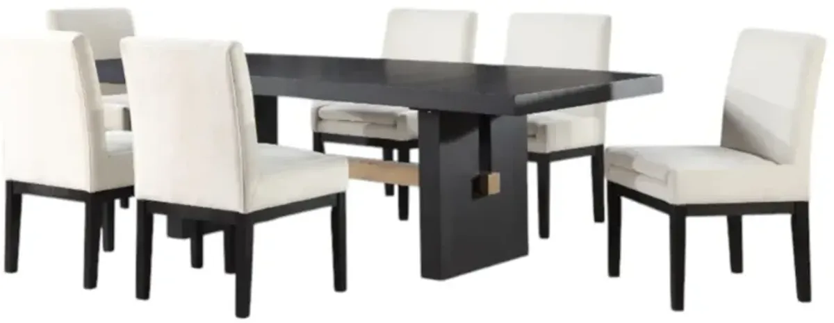 Steve Silver Co. Aubrey 7-Piece Black/White Upholstered Parsons Dining Set