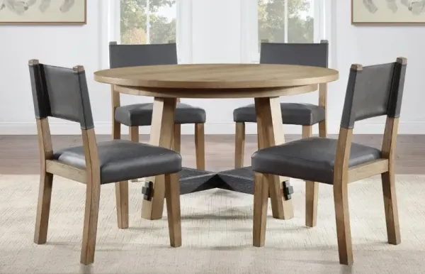 Steve Silver Co. Aubrey 5-Piece Black/Driftwood Dining Table Set