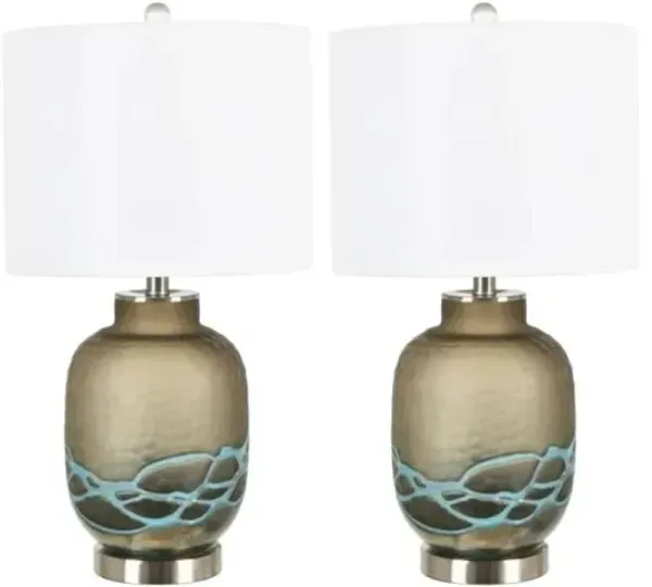 Crestview Collection Elements 2-Piece Taupe/White Table Lamp Set