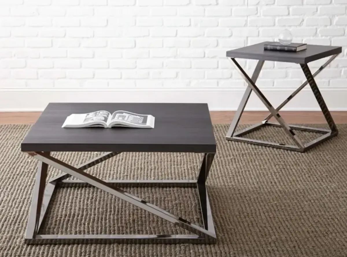 Steve Silver Co. Aegean Black Cocktail Table with Nickel Base