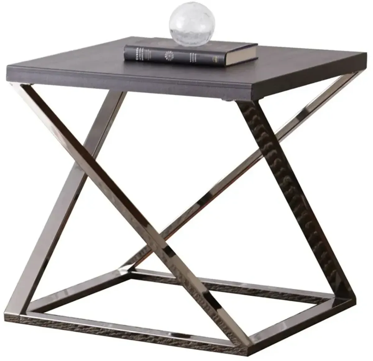 Steve Silver Co. Aegean Brown End Table with Black Nickel Base