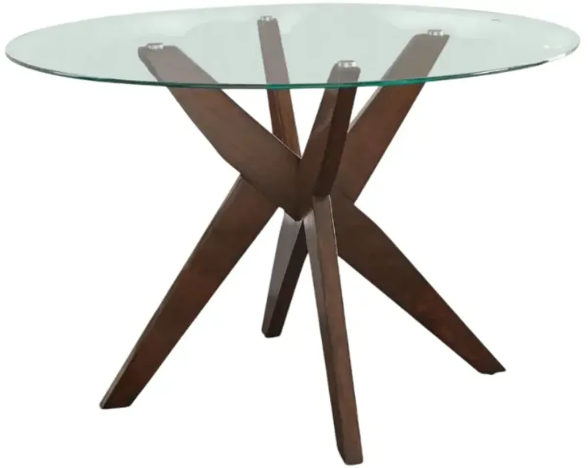 Steve Silver Co. Amalie Glass Top Dining Table with Brown Base