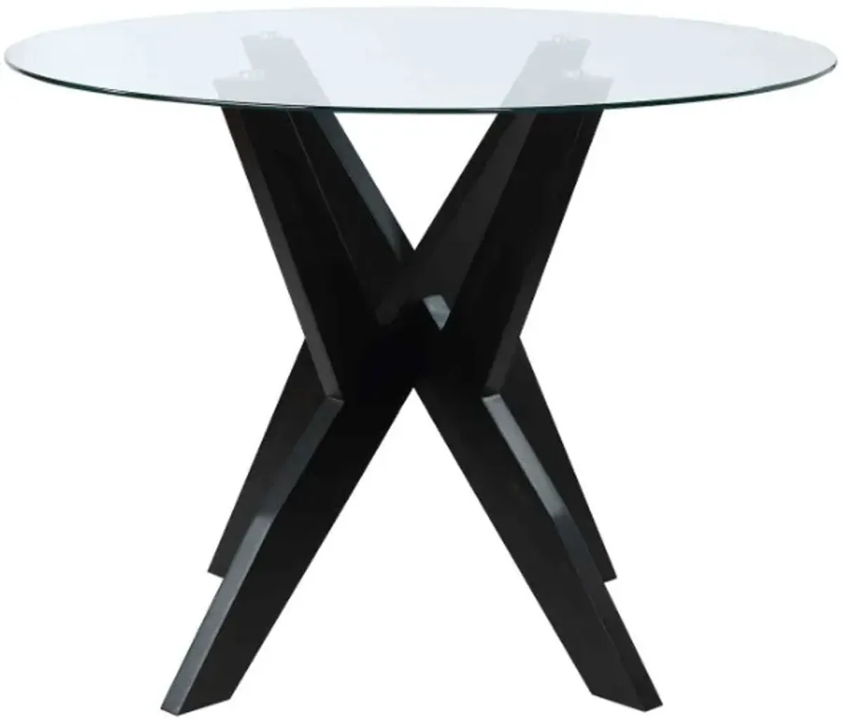 Steve Silver Co. Amalie Glass Top 48" Round Dining Table with Black Base