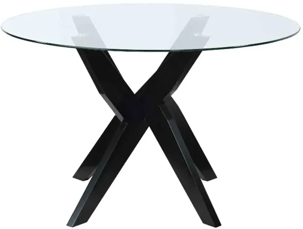 Steve Silver Co. Amalie Glass Top Dining Table with Black Base