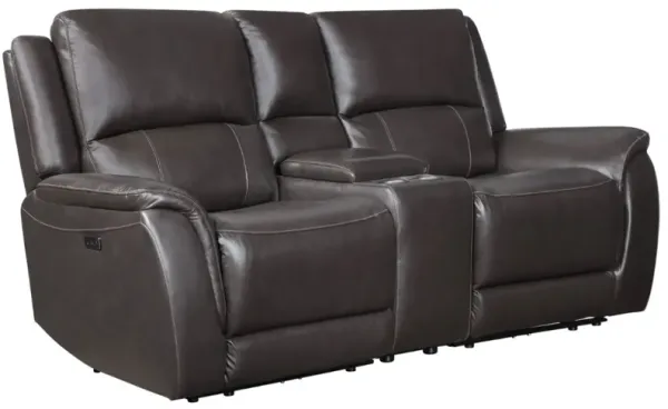 Steve Silver Co. Alexandria 3-Piece Chocolate Leather Power Reclining Console Loveseat