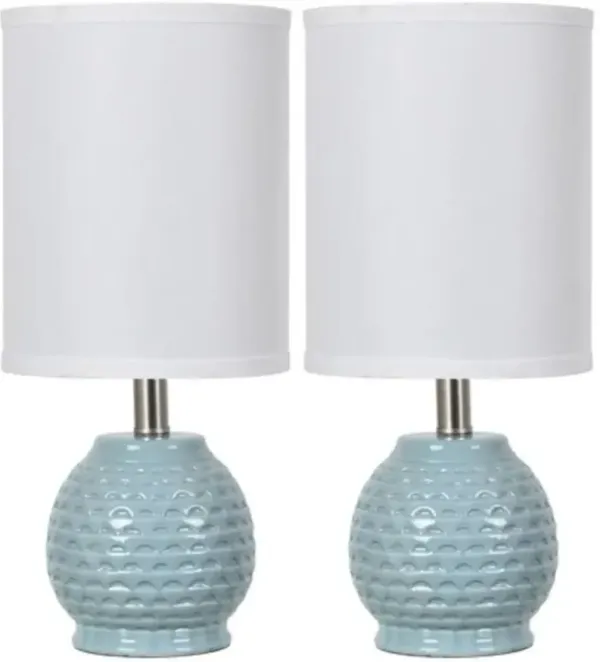 Crestview Collection Elements 2-Piece Blue/White 17" Accent Lamp Set